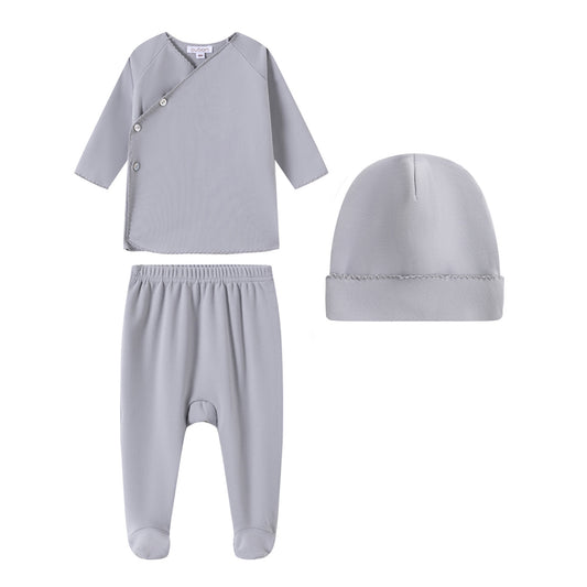 Fleece Picot Trim Blue Wrap Sweat Set