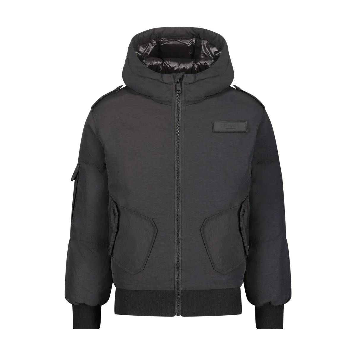 Boys Black Bomber With Pocket Detail