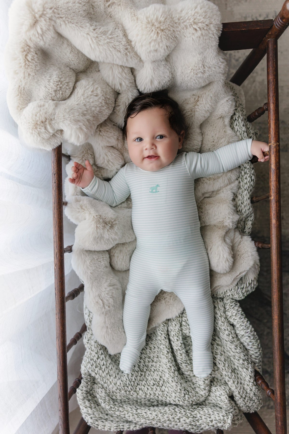 Rocking Horse Mint Stripe Footie