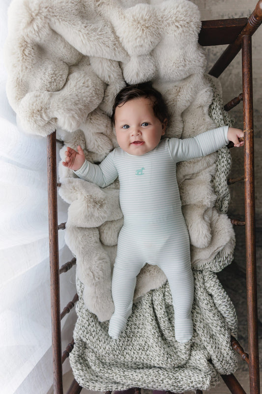 Rocking Horse Mint Stripe Footie
