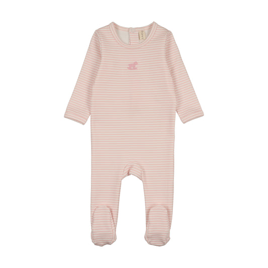 Rocking Horse Pink Stripe Footie