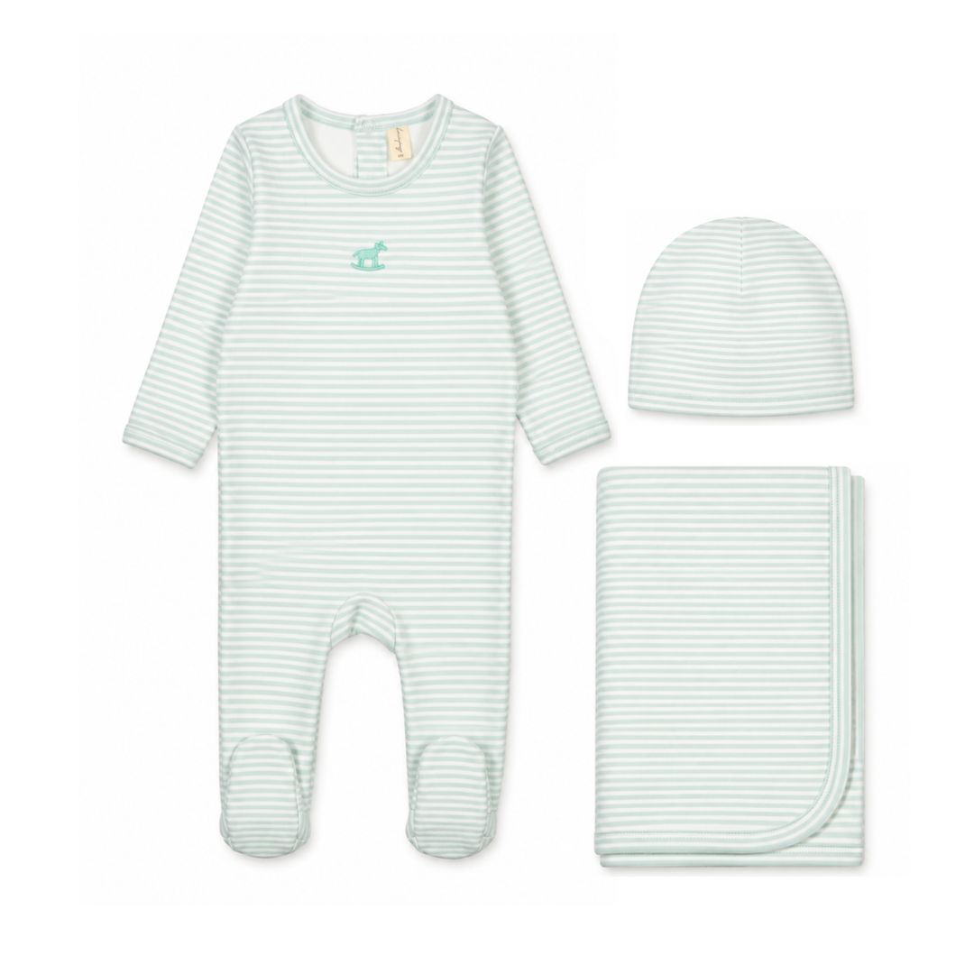 Rocking Horse Mint Stripe Layette Set