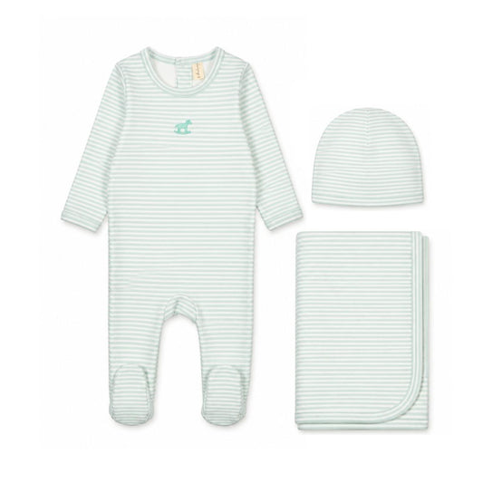 Rocking Horse Mint Stripe Layette Set