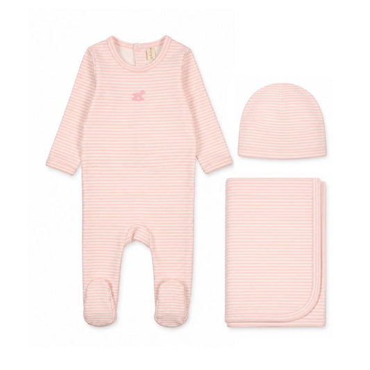 Rocking Horse Pink Stripe Layette Set