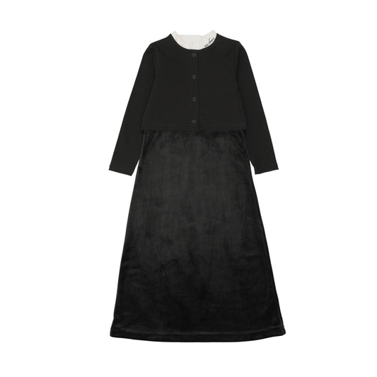 Velour Mon Cherie Black/White Robe with Cardigan