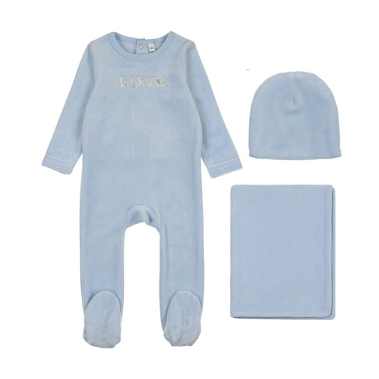 Velour Love Light Blue Layette Set