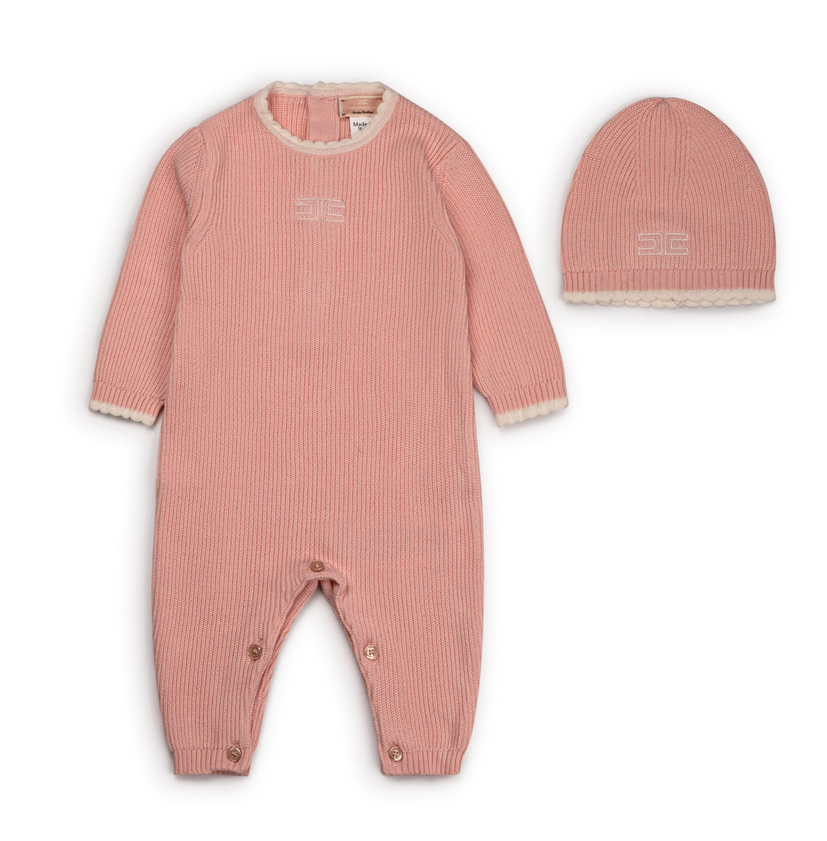 Knitted Pink/Ivory Romper