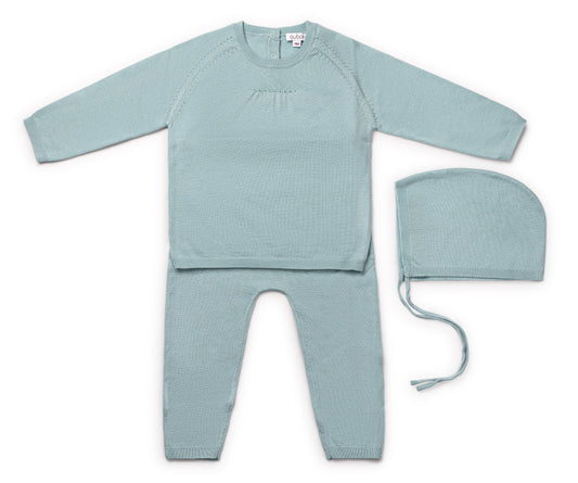 Wool Knit Blue 2 PC with Hat
