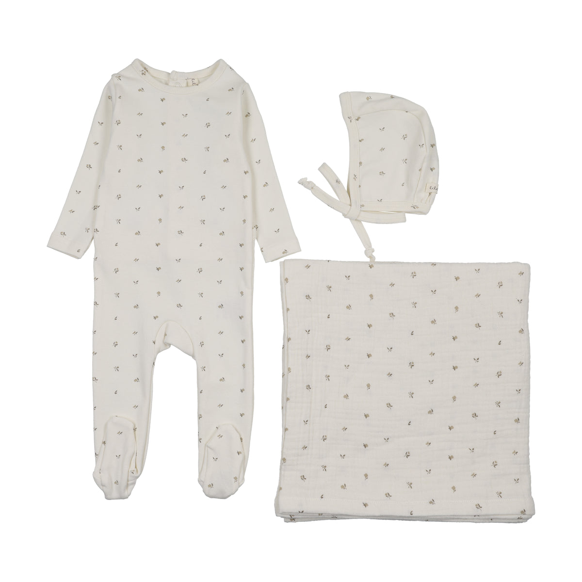 Bitsy Floral Cream/Oat Layette Set