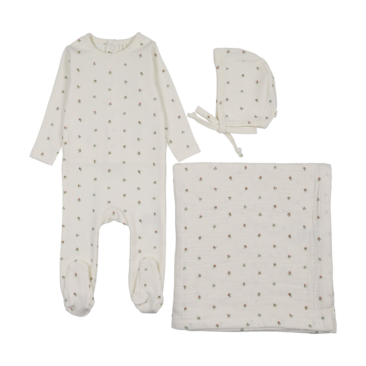 Bitsy Floral Cream/Pink Layette Set