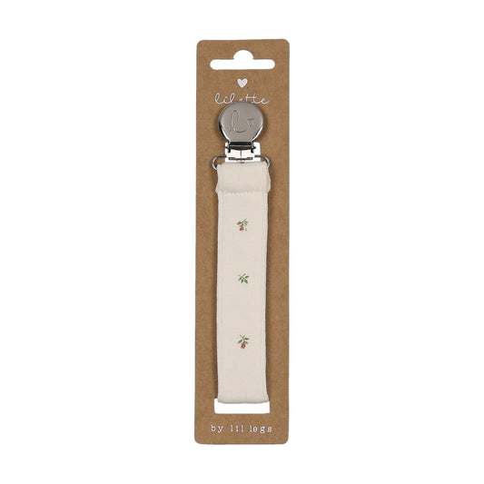 Bitsy Floral Cream/Pink Pacifier Clip