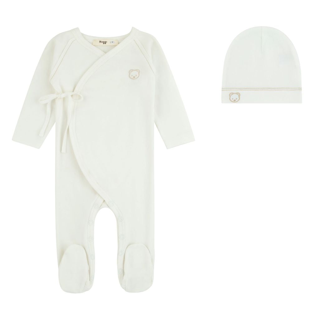 Teddy Wrap Ivory Footie And Beanie