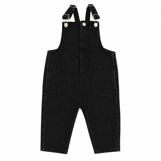 Long Black Denim Overalls