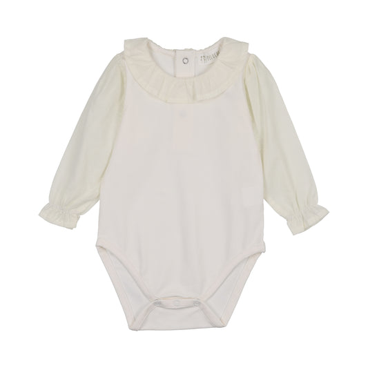 Cream Bodysuit with Blouse Sleeve