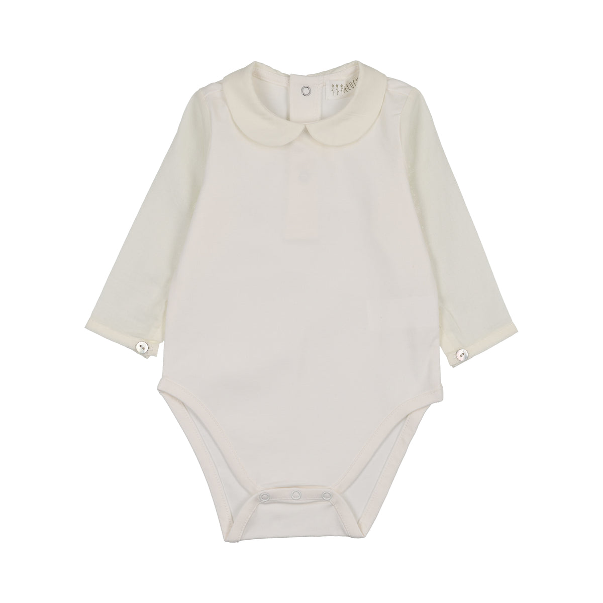 Cream Bodysuit with Shirtsleeve/Button
