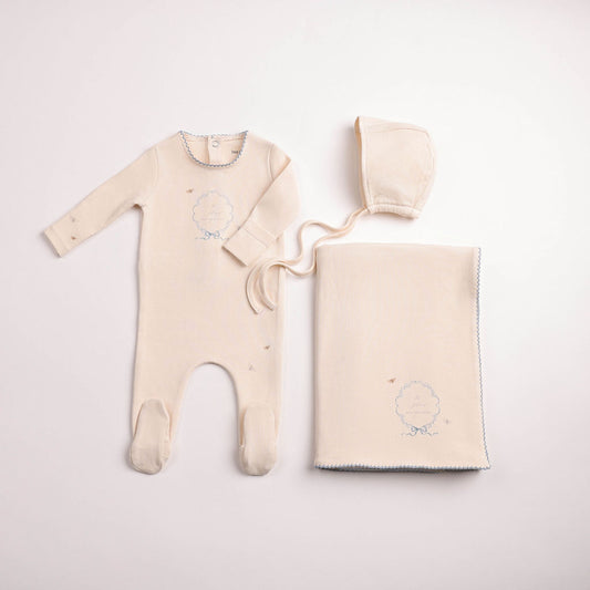 Bee & Dee Botanical Crest Cream Boys Footie Set