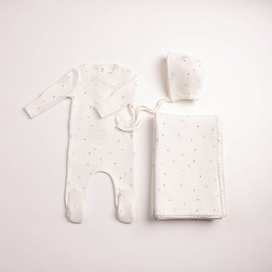 Bee & Dee Boutique Delicata Floral Linen Boys Full Set Footie