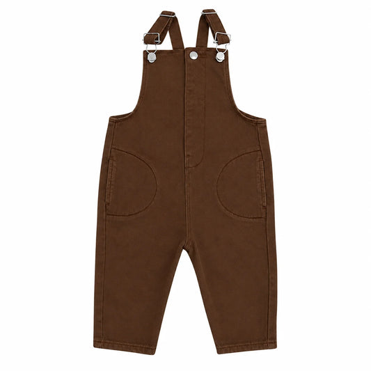 Long Brown Denim Overalls