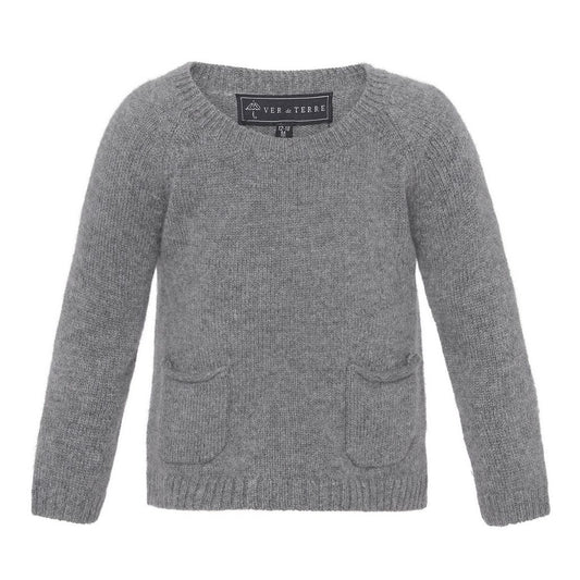 Cashmere Grey Melange Baby Sweater Set with Hat