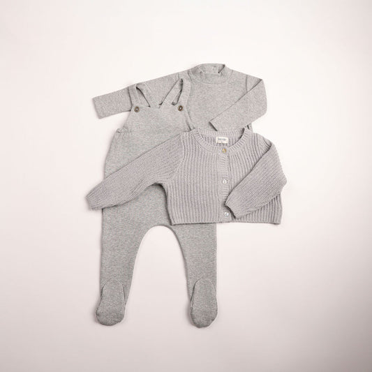 Bee & Dee Chenille Mid Grey Overall With Cardigan Set