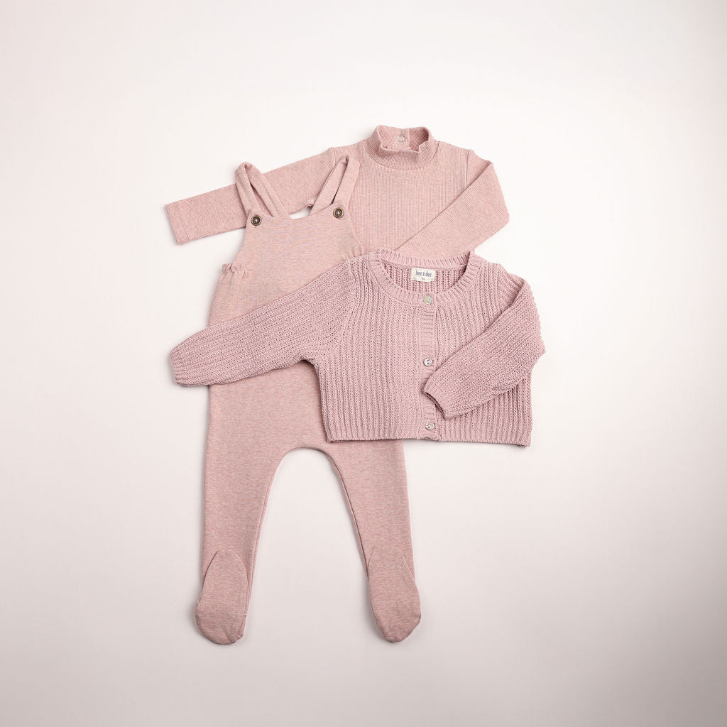 Bee & Dee Chenille Tea Rose Overall With Cardigan Set