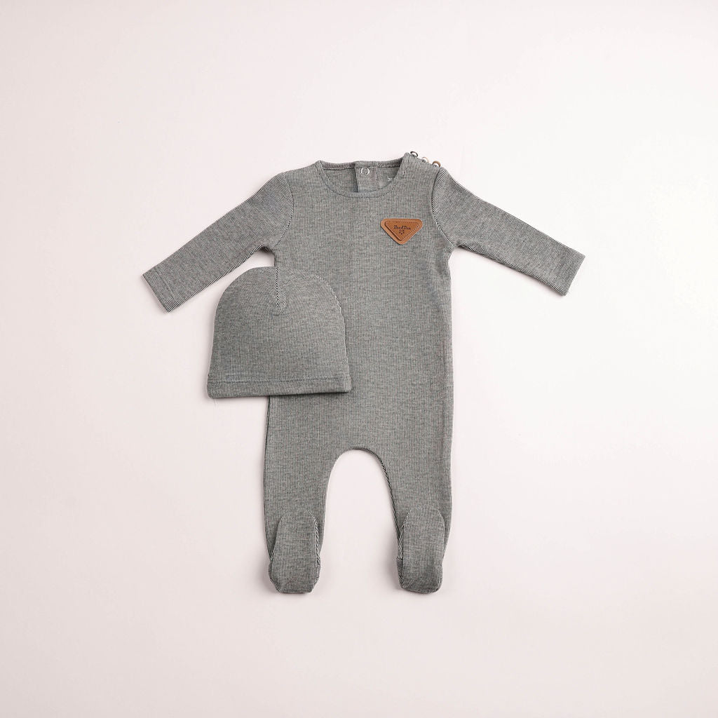 Bee & Dee Cozy Cotton Charcoal Footie & Beanie