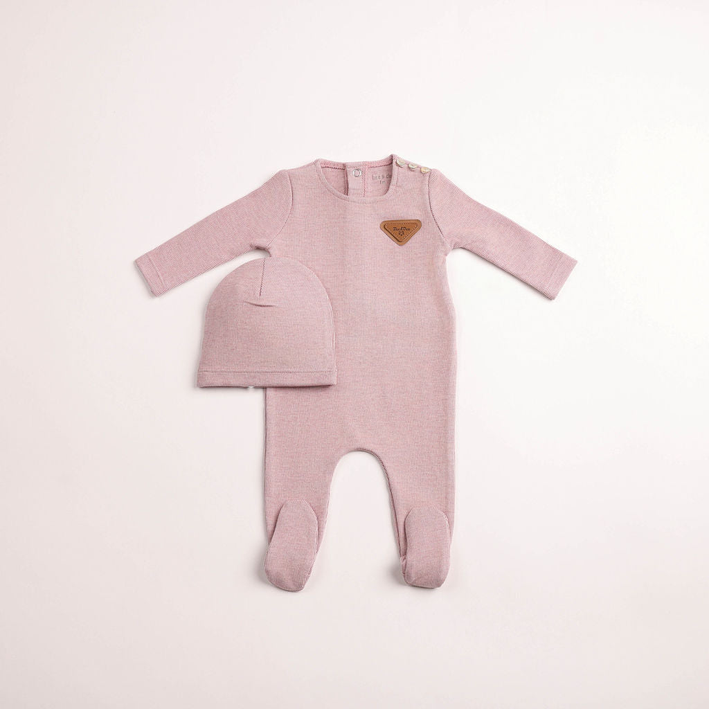 Bee & Dee Cozy Cotton Cranberry Footie & Beanie