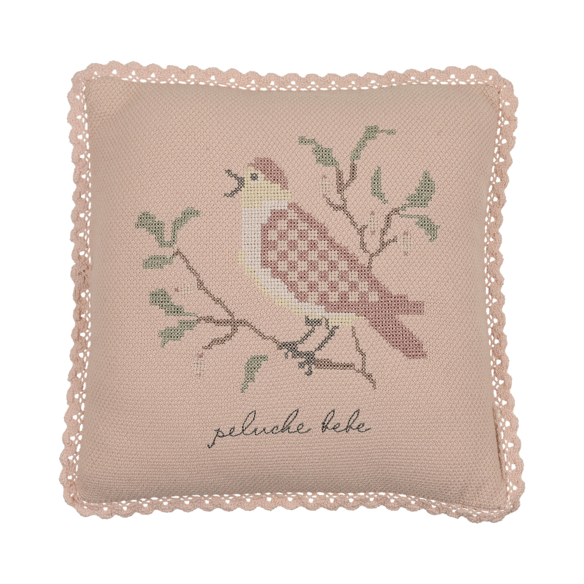 Knit Cross Stitch Rose Pillow