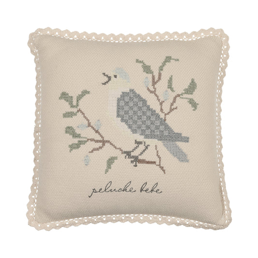 Knit Cross Stitch Stone/Blue Pillow