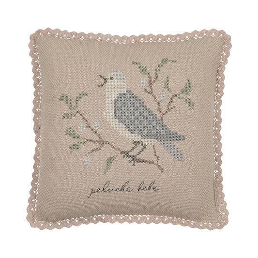 Knit Cross Stitch Taupe Pillow