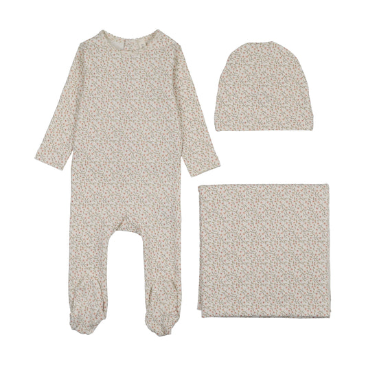 Dahlia Vines Print Cream/Pink Layette Set