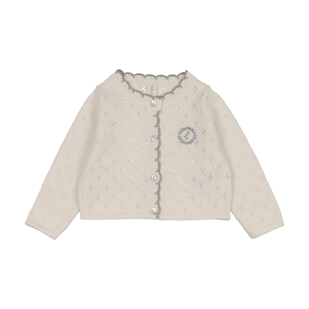 Diamond Pointelle Cream/Blue Cardigan