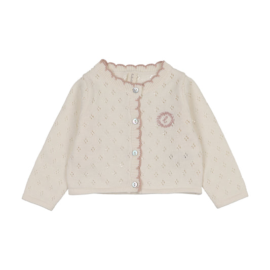 Diamond Pointelle Cream/Pink Cardigan