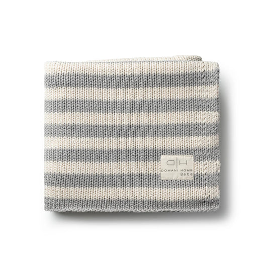 Iconic Stripe Knit Cool Grey Baby Blanket