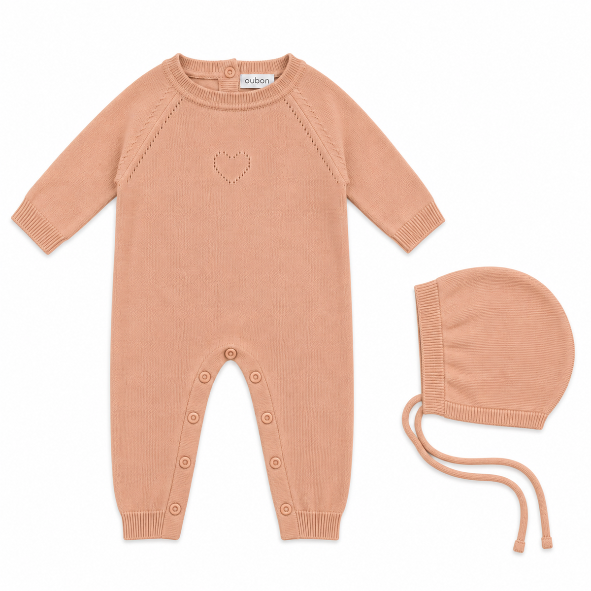 Wool Knit Pink One Piece with Hat