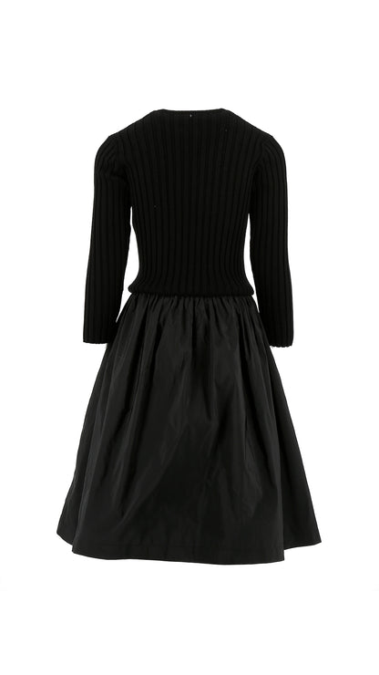 Knit Black Embroidered Dress