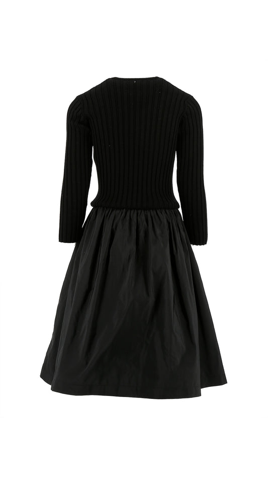 Knit Black Embroidered Dress