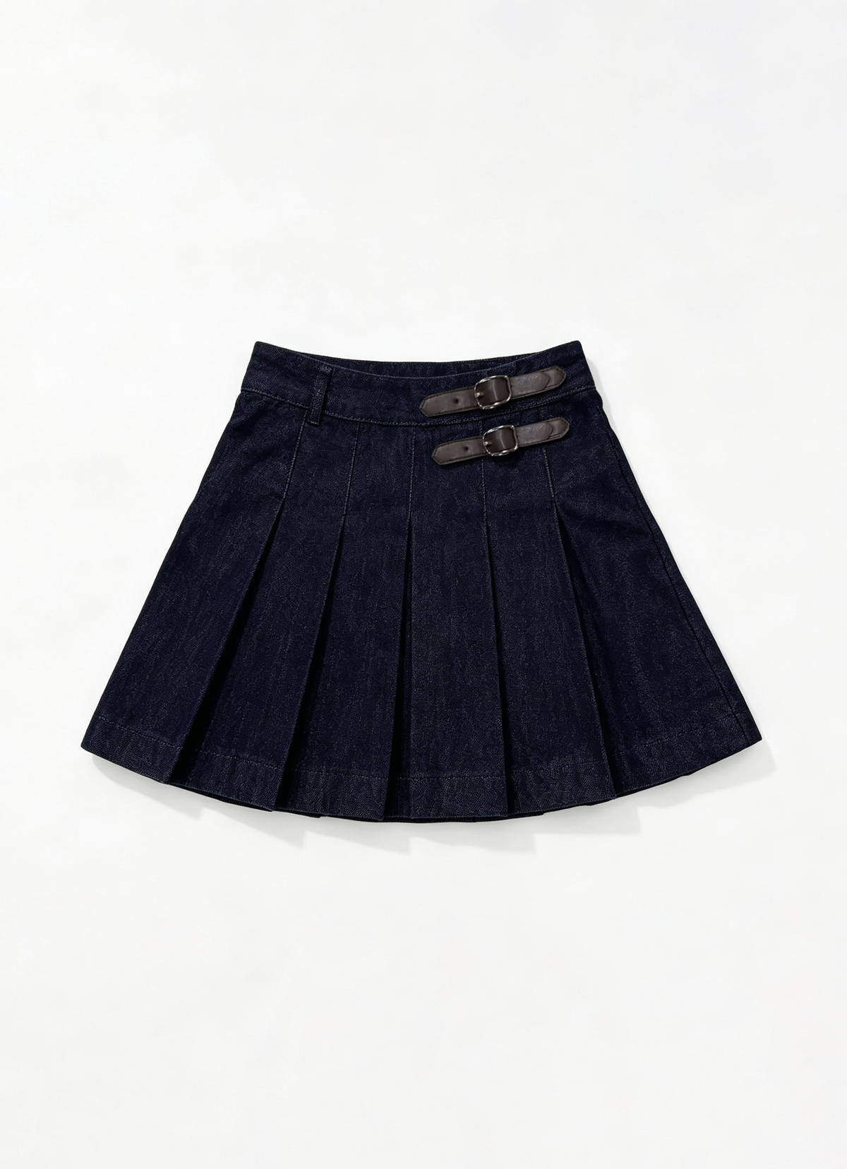 Girls Pleated Denim Skirt