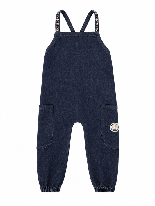 Girls Embroidered Overalls