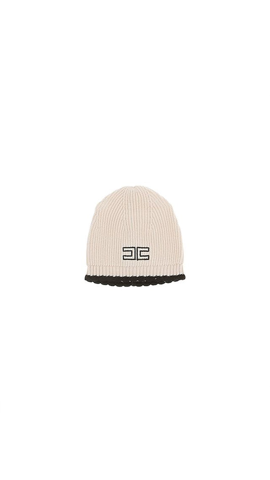 Knit Butter/Black Cap with Edges