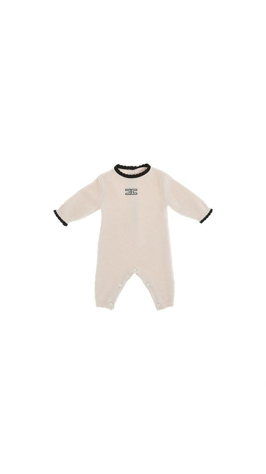 Knitted Butter/Black Romper