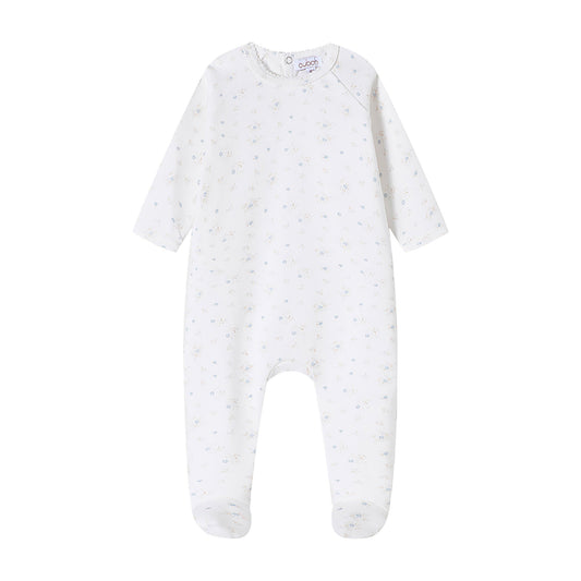 Floral Cluster Blue Print Footie