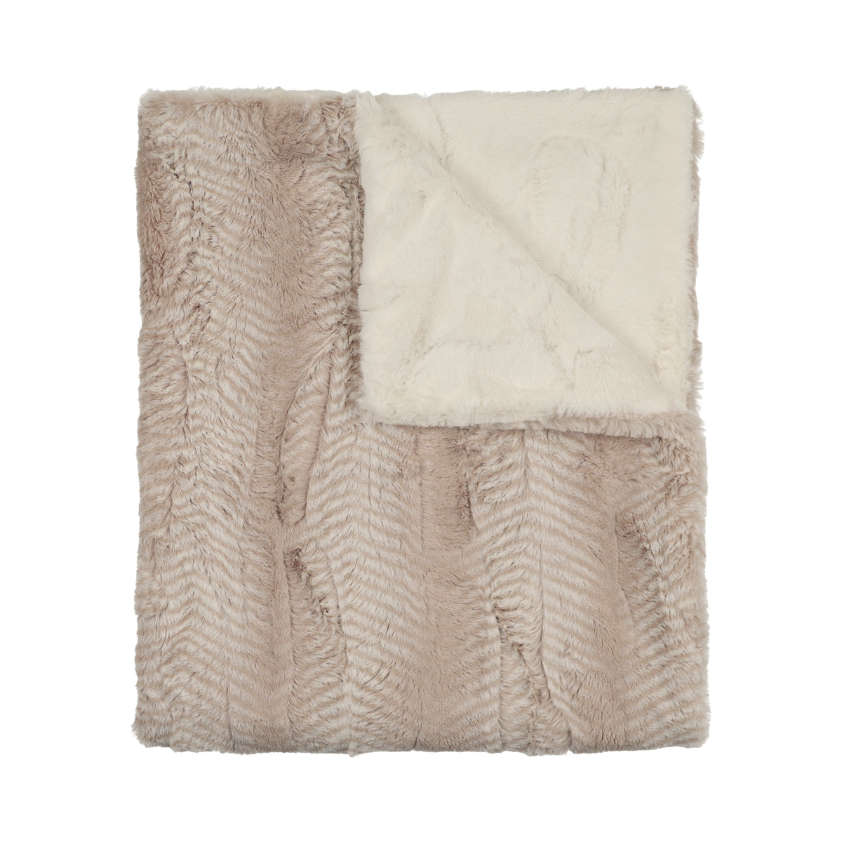 Fur Blanket - Feather Beige and Natural