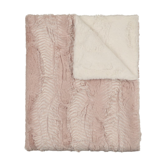 Fur Blanket - Feather Rose and Natural