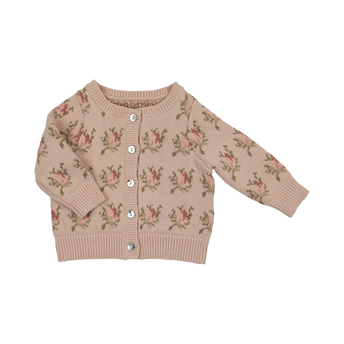 Floral Intarsia Knit Rose Cardigan