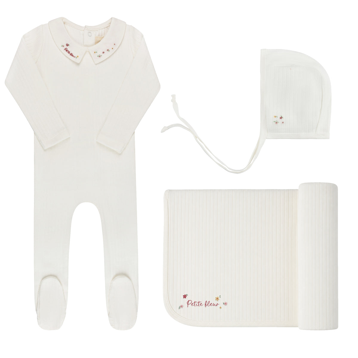 Floral Star Embroidered Collar Take Me Home Ivory Pink Set