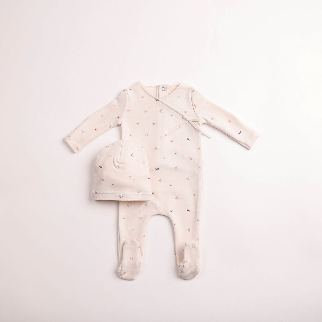 Bee & Dee Flutter and Fly Ivory Girls Footie Set