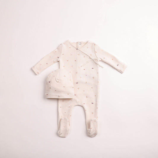 Bee & Dee Flutter and Fly Ivory Girls Footie Set