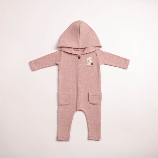 Bee & Dee Fuzzy Bunny Deep Mauve Hooded Romper