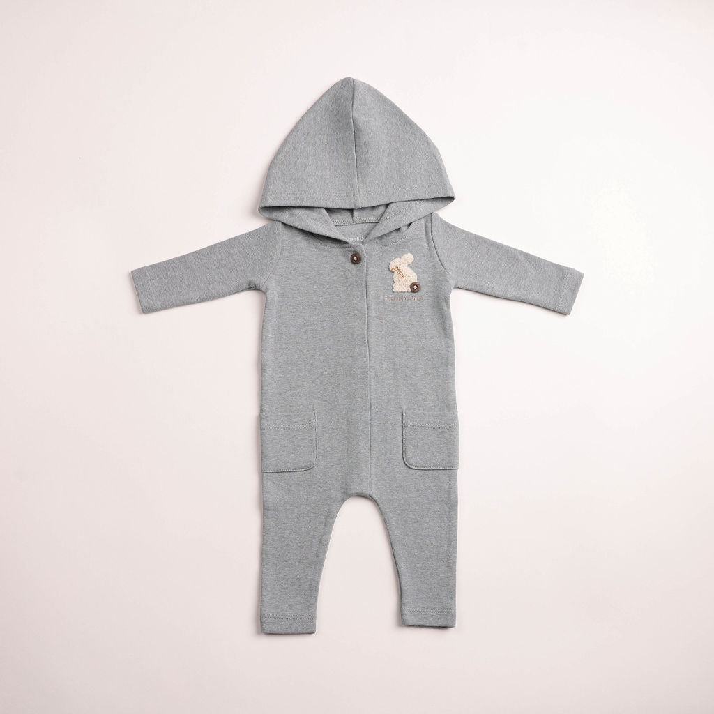 Bee & Dee Fuzzy Bunny Santorini Blue Hooded Romper